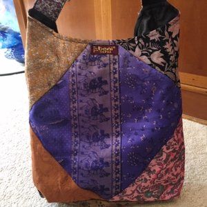 Recycled Nepali Handcrafted Silk Patchwork Floral Adjustable Shoulder Hobo Bag